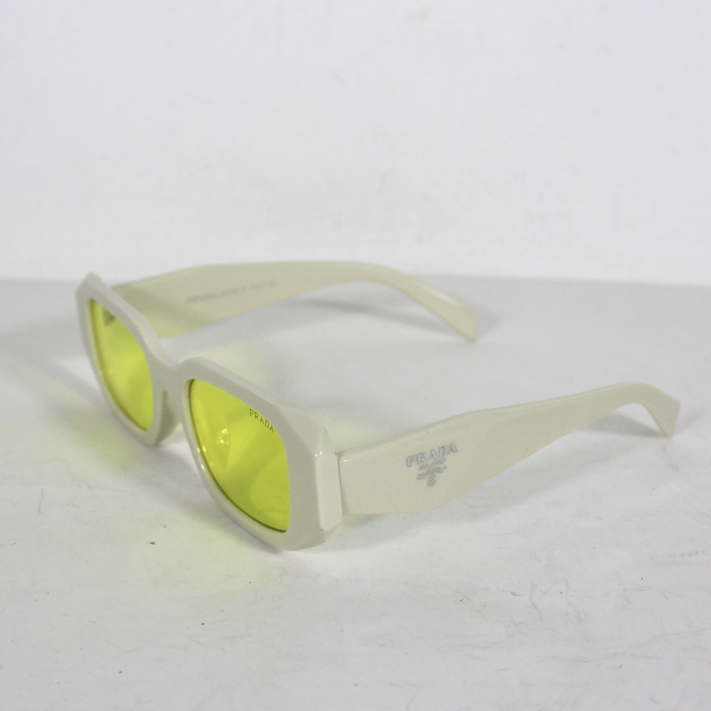 Vintage PRADA Milano Ecru Sunglasses with Yellow Lenses Off White Made in Italy